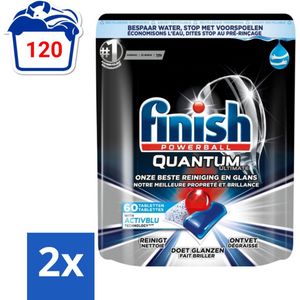 Finish Powerball - Quantum Ultimate - Active Blue - Vaatwastabletten - 60 Tabletten - Voordeelverpakking - 2 stuks