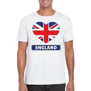 Engeland hart vlag t-shirt wit heren S