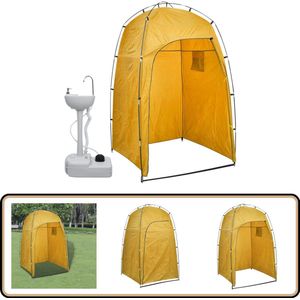 Draagbare Kampeerwasbak met Tent - Geel - 20L Draagbare Wasbak - Campingwasbak - Kampeerwasbak - Outdoor Wasbak - Douchetent