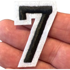 Cijfer Nummer Strijk Embleem Patches Zwart Wit Cijfer 7 / 3 cm / 5 cm