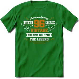 96 Jaar Legend T-Shirt | Goud - Wit | Grappig Verjaardag en Feest Cadeau Shirt | Dames - Heren - Unisex | Tshirt Kleding Kado | - Donker Groen - XXL