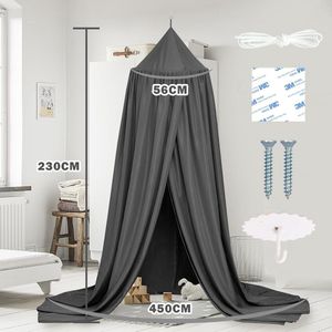 Baldakijn kinderkamer, bedhemel babybed kinderkamer 4 kleuren, hangend rond Princess insectennet muggennet, voor kinderkamer en speelkamer decoratie, 56 x 230 x 450 cm (grijs)