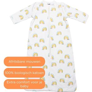 BonBini's® baby zomerslaapzak 80 - baby slaapzak 4 seizoenen - Rainbow - 100% organisch katoen - 80 cm - 6 tot 12 maanden afritsbare mouwen