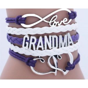 Armband grandma - oma - paars - infinity - hart
