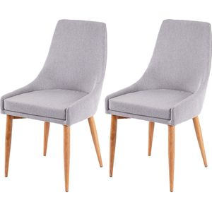 Set van 2 eetkamerstoelen MCW-B44 II, stoel keukenstoel retro design ~ stof/textiel grijs