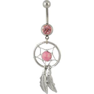 Fako Bijoux® - Navelpiercing - Dreamcatcher - Roze