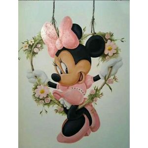 Diamond Painting - Minnie Mouse op een Schommel - 50x40 cm, Vierkante Stenen