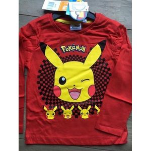 Pokemon longsleeve shirt rood, maat 140