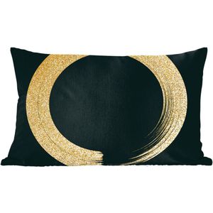 Sierkussens - Kussentjes Woonkamer - 50x30 cm - Cirkel van gouden glitter op een zwarte achtergrond