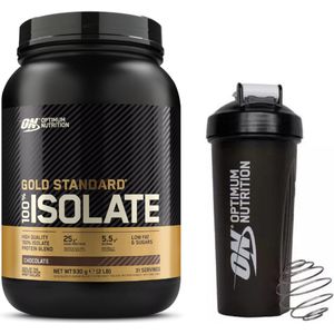 Optimum Nutrition Gold Standard 100% Isolate Bundel  - Chocolate Whey Protein Isolaat + ON shakebeker - 930 gram (31 shakes)