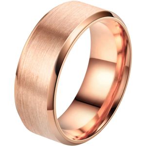 Despora - Ring (glad) - Ringen - Ring Dames - Ring Heren - Rose-goud kleurig RVS - (17.25 mm / maat 54)