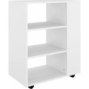 vidaXL - Rolkast - 60x35x75 - cm - bewerkt - hout - wit
