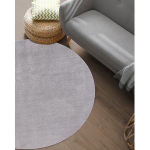 Karpet24 Loft modern pluizig laagpolig tapijt Ø 120 cm rond antislip onderkant, wasbaar tot 30 graden, heerlijk zacht, bontlook, grijs
