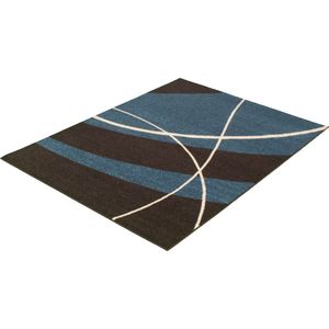 Geometrisch Vloerkleed Cosi | Donker bruin & blauw | Laagpolig - 310 x 240 cm