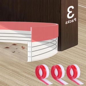 Tochtstrip voor deur - 3-laags tochtstopper tape zelfklevend - 3 stuksDeurbodem afdichtstrip - Flexibele afdichtstrip voor voordeur - Geluidsisolatie en windblokkering.