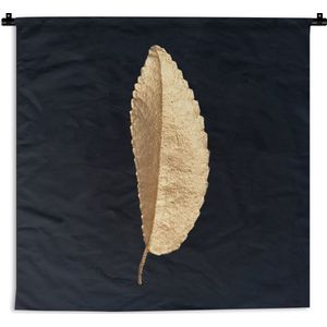 Wandkleed Golden leaves vierkant - Gouden blad tegen een zwarte achtergrond Wandkleed katoen 60x60 cm - Wandtapijt met foto