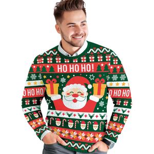 Fiestas Guirca - Heren kersttrui hohoho - maat L - groen - 1 stuks