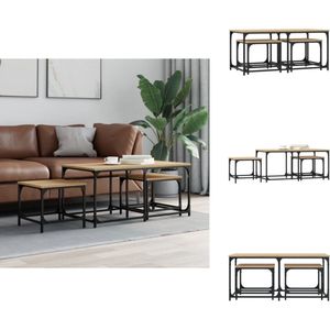 vidaXL Nesttafel - Nesttafels - Bijzettafel - Tafeltjesset - 3-delige Tafeltjesset bewerkt hout sonoma eikenkleurig