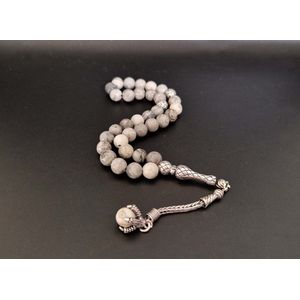 Klauw Tasbih Zilver 925 en Natuursteen ""Map Jaspe "" -Tasbih met tassel ""klauw""-Mooi cadeau voor Moederdag, Vaderdag, vrienden en familie