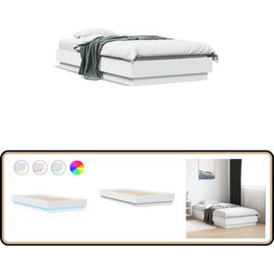 vidaXL Bedframe met LED-verlichting wit 90x190 cm