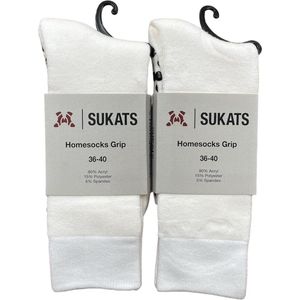 Sukats® Huissokken - Antislip sokken - Gripsokken - Bedsokken Heren - ABS - Met Grip - 2 Paar - Maat 41-46 - Wit - Meerdere Maten en Varianten