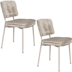 Feliz Lifestyle Franck Eetkamerstoelen Velours Beige - Set van 2