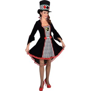 Magic By Freddy's - Casino Kostuum - Pokerface In The Place Jas - Vrouw - Zwart - Small - Carnavalskleding - Verkleedkleding