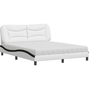 vidaXL - Bed - met - matras - kunstleer - wit - en - zwart - 160x200 - cm