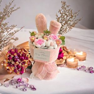 Pluche boeket - Geschenken - Valentijnsdag Cadeau - Decor - Bloemboeket - Kunstmatige Bloemen - Flowerbox - Moederdag