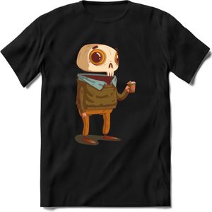 Casual skelet T-Shirt Grappig | Dieren halloween Kleding Kado Heren / Dames | Animal Skateboard Cadeau shirt - Zwart - M