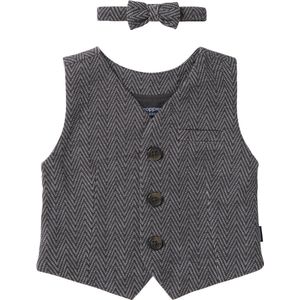 Noppies Boys gilet + bow tie set Texico Jongens Gilet - Phantom - Maat 74