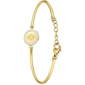 Lucardi Dames Goldplated armband Hamsa - Staal - Armband - Cadeau - Moederdag - 20 cm - Goudkleurig