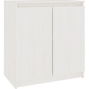 vidaXL - Bijzetkast - 60x36x65 - cm - massief - grenenhout - wit