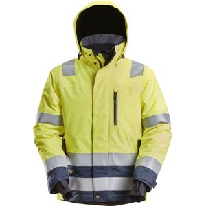 Snickers 1132 High-Vis Waterproof 37.5® Isolerend Jack Klasse 3 - Geel, High Visibility/Donker Blauw - L