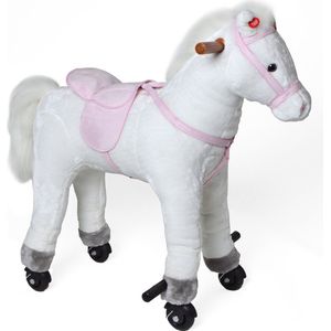 Pink Papaya XXL Rijpaard op Wielen Lola - 70 cm Speelpaard, Rijdend Hobbelpaard, Speelgoed Pluchen Paard om op te Zitten met Geluiden