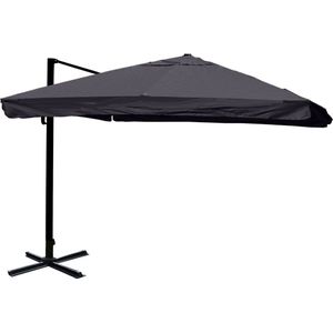 Zweefparasol MCW-A96, 3x4m (Ø5m) polyester aluminium/staal 26kg ~ klep, antraciet zonder voet