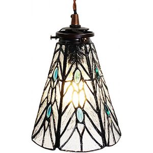 LumiLamp Hanglamp Tiffany Ø 15x115 cm Transparant Glas Metaal Rond Hanglamp Eettafel