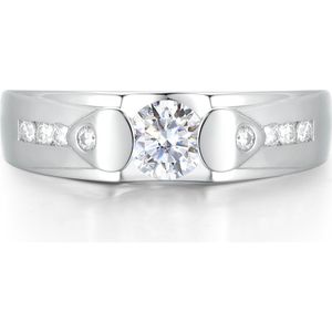 Onyx - 18k Witgouden Heren Moissanite Ring met Zijstenen