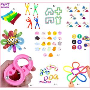 Happy Trendz® Fidget Friemel pakket 10 Stuks Girly - Mood Octopus - 8track - Noodle - Pop Tubes - Mesh Marble - Friemelketting - Moochie - Anti Stress Speelgoed | Fidget Toy -