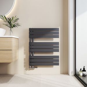 EMKE Handdoekradiator - Plat Design - Mat Antraciet - 76x60 cm - 479W - Badkamer Verwarming - CV Radiator