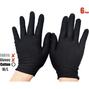 Katoenen Handschoen - Handschoenen - Gezondheidszorg - Ziekenhuis - Beauty Center, Kapper en Salon Spa Tattoo - Jewelry - Gloves Cotton - Jewelry Glove - ZWART Maat M/L 12Stuks/6Pairs  M/L  ………..  SQGTR