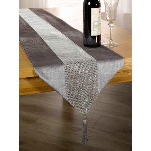 Diamante Tafelloper in Zilver - Luxe Tafeldecoratie - 13x90 (33x228cm)