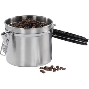 Airtight Coffee Can for 500 g - Stainless Steel Storage Container for Coffee, Tea, Cocoa - Silver