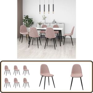 vidaXL Eetkamerstoelen - Set van 6 - Fluweel Roze Eetkamerstoelen - Velvet Stoelen - Roze Meubels - Ergonomische Stoelen - Set Van 6 Stoelen
