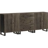 vidaXL - 3-delige - Dressoirsx33x75 - cm - massief - mangohout - zwart