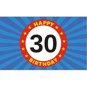Happy Birthday 30 jaar vlag verjaardag150 x 90 cm - 30 jaar versiering feestartikelen