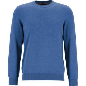 MARVELIS modern fit trui katoen - O-hals - jeansblauw - Maat: 4XL