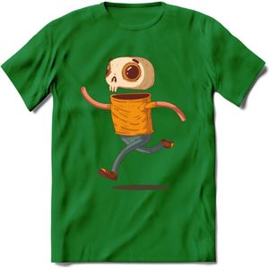 Casual skelet T-Shirt Grappig | Dieren halloween Kleding Kado Heren / Dames | Animal Skateboard Cadeau shirt - Donker Groen - L