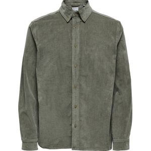 Only & Sons Overhemd Onsmichael 18w Reg Cord Stretch Ls 22029764 Castor Gray Mannen Maat - S