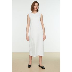 Trendyol Standaard mouw Ronde hals Basis Witte mouwloze jurk met voering-ondergoed TCTSS21UK0034